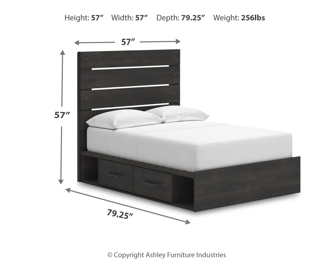 Hollivern Full Panel Bed with Storage with Mirrored Dresser and Chest in Dark Gray - Image 26