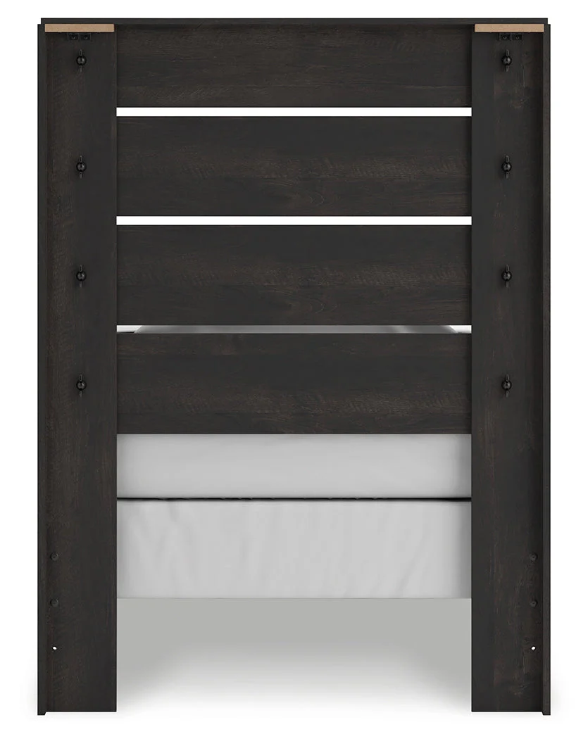 Hollivern Twin Panel Bed with Mirrored Dresser and Chest in Dark Gray - Image 21