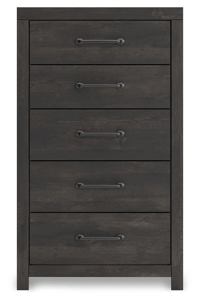 Hollivern Twin Panel Bed with Mirrored Dresser and Chest in Dark Gray - Image 9