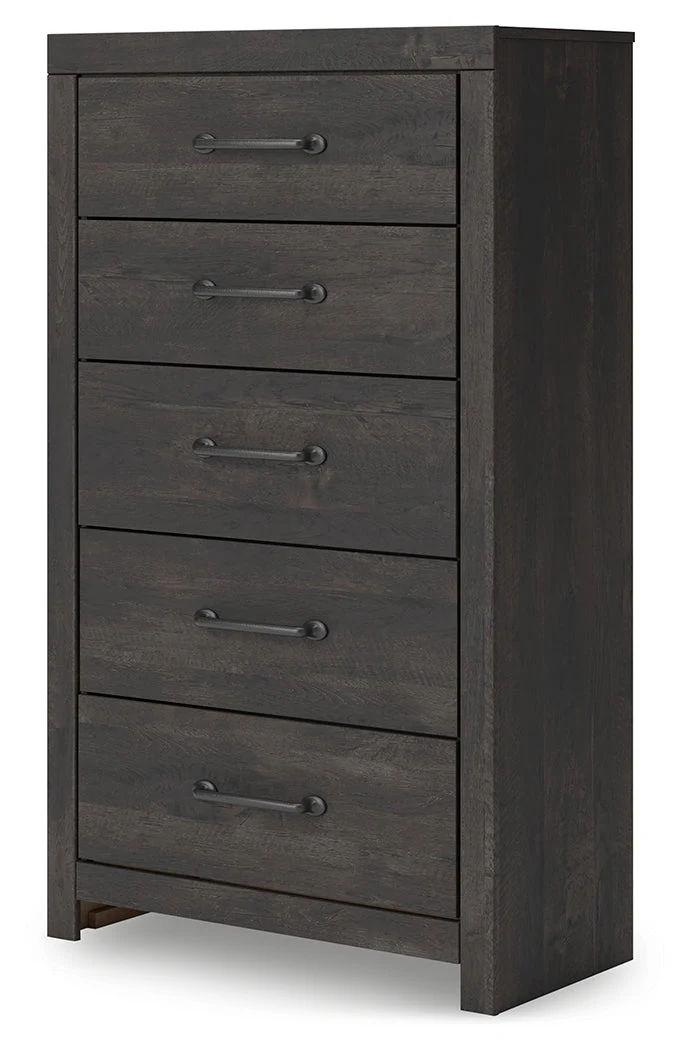 Hollivern Twin Panel Bed with Mirrored Dresser, Chest and Nightstand in Dark Gray - Image 11