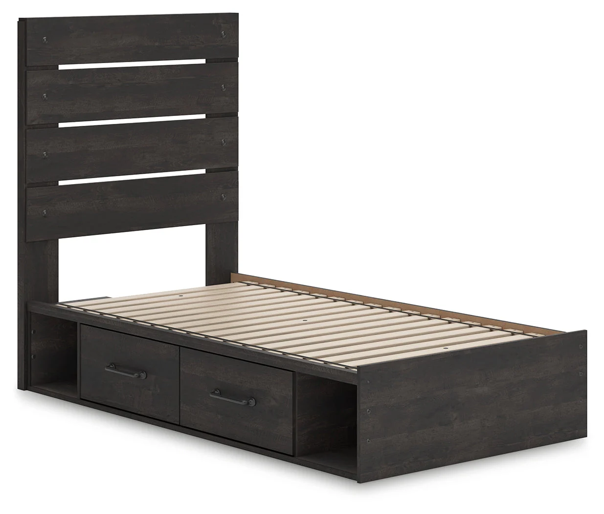 Hollivern Twin Panel Storage Bed with Mirrored Dresser and Chest in Dark Gray - Image 25