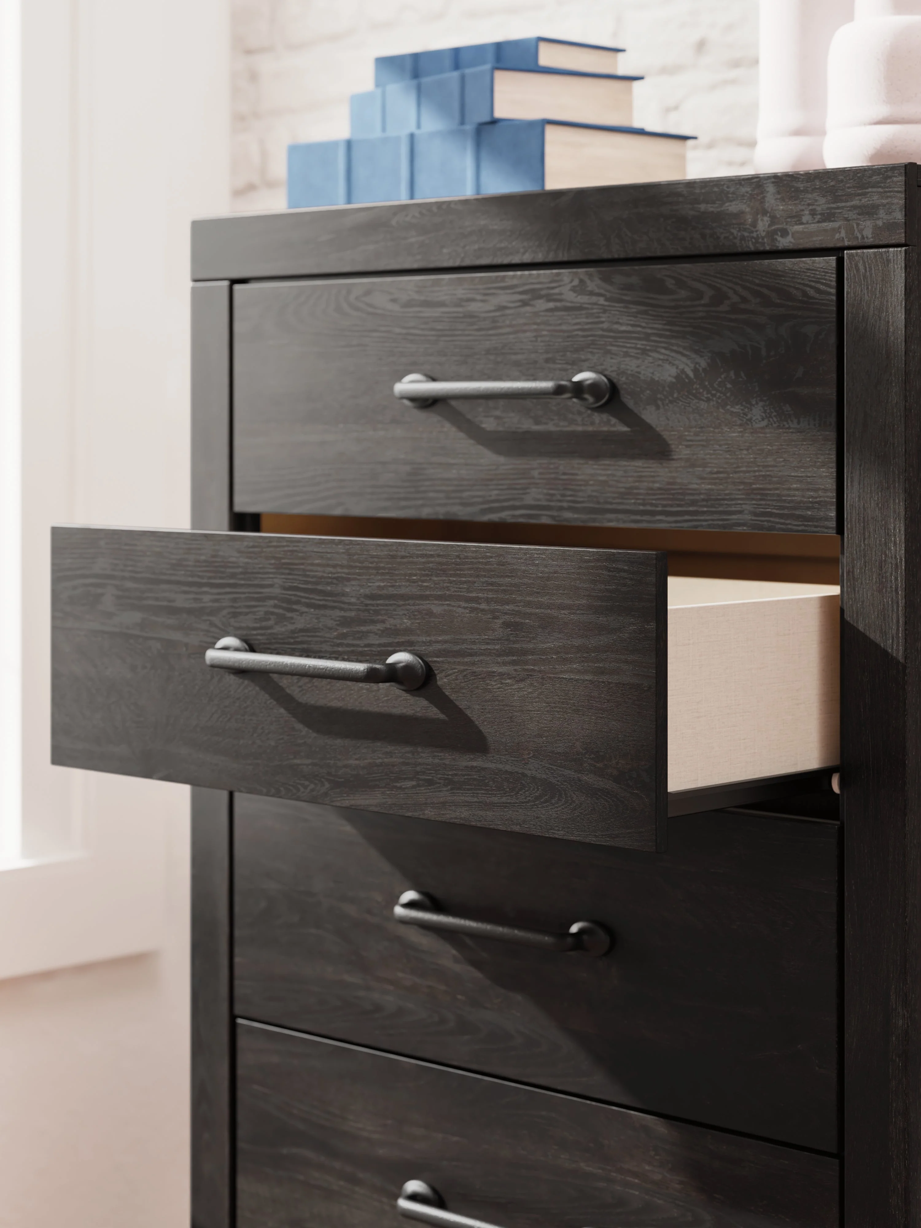 Hollivern Twin Panel Storage Bed with Mirrored Dresser and Chest in Dark Gray - Image 30