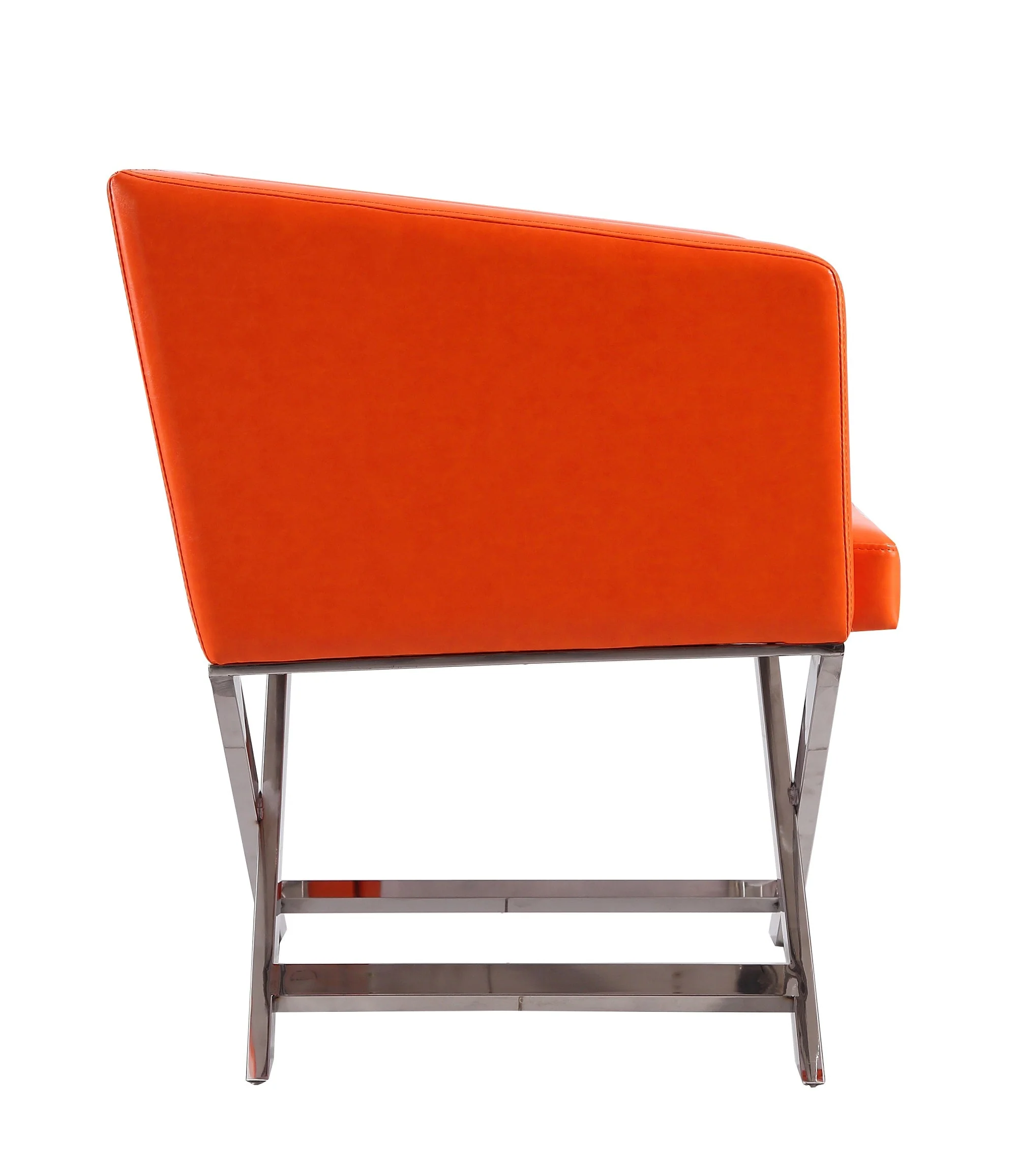 Hollywood Lounge Accent Chair in Orange and Polished Chrome - Image 5