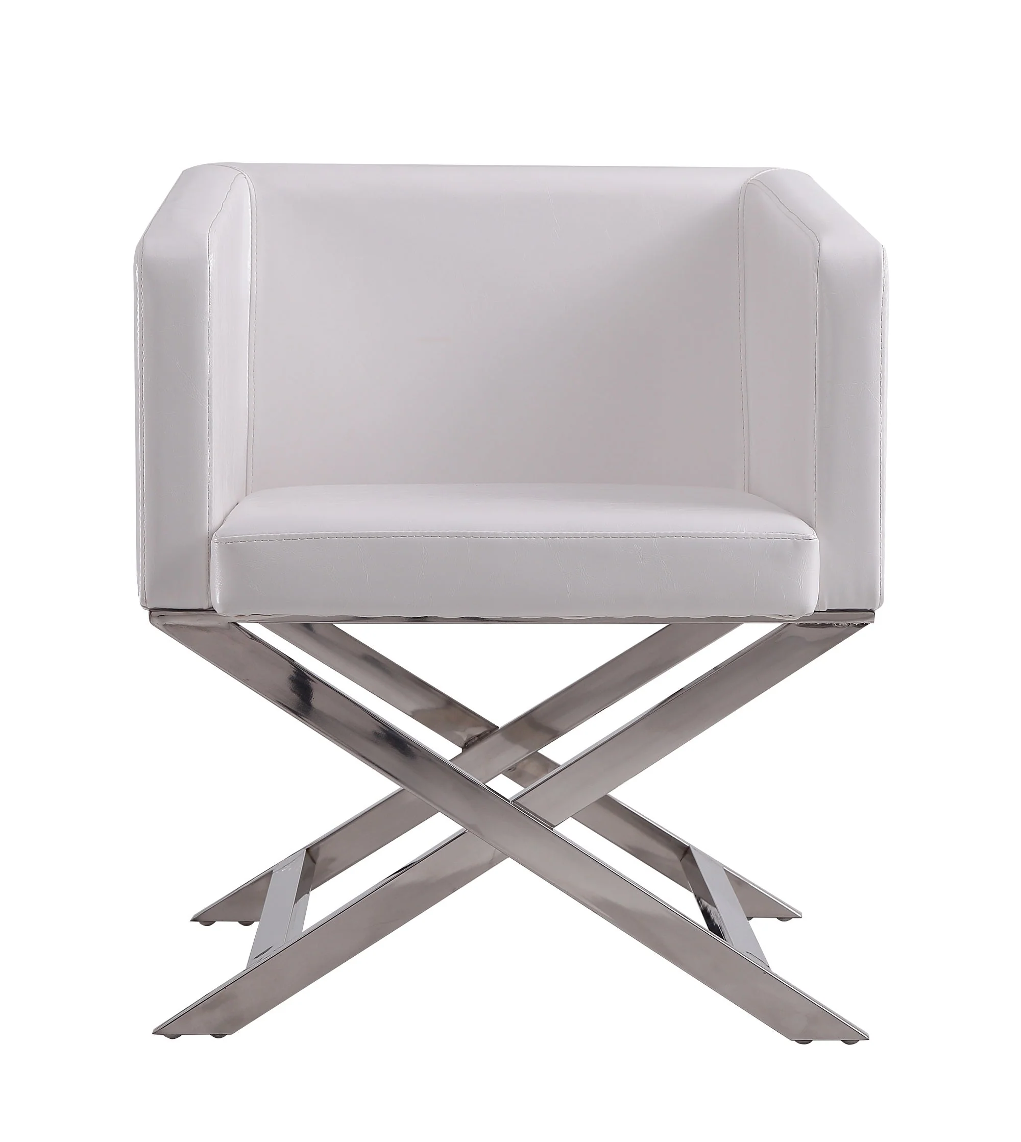 Hollywood Lounge Accent Chair in White and Polished Chrome (set of 2) - Image 4