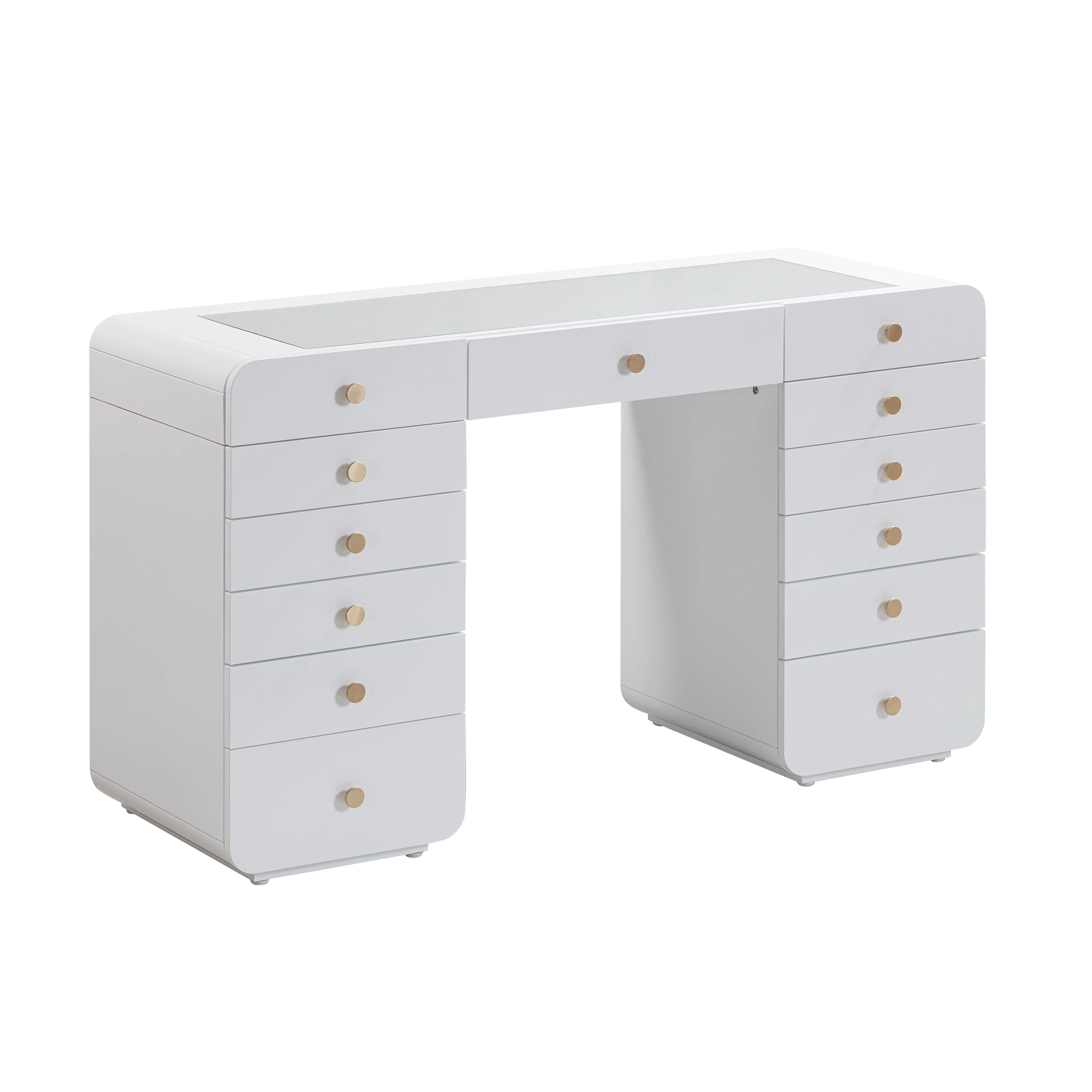Hollywood White Desk with Vanity Mirror - Image 3