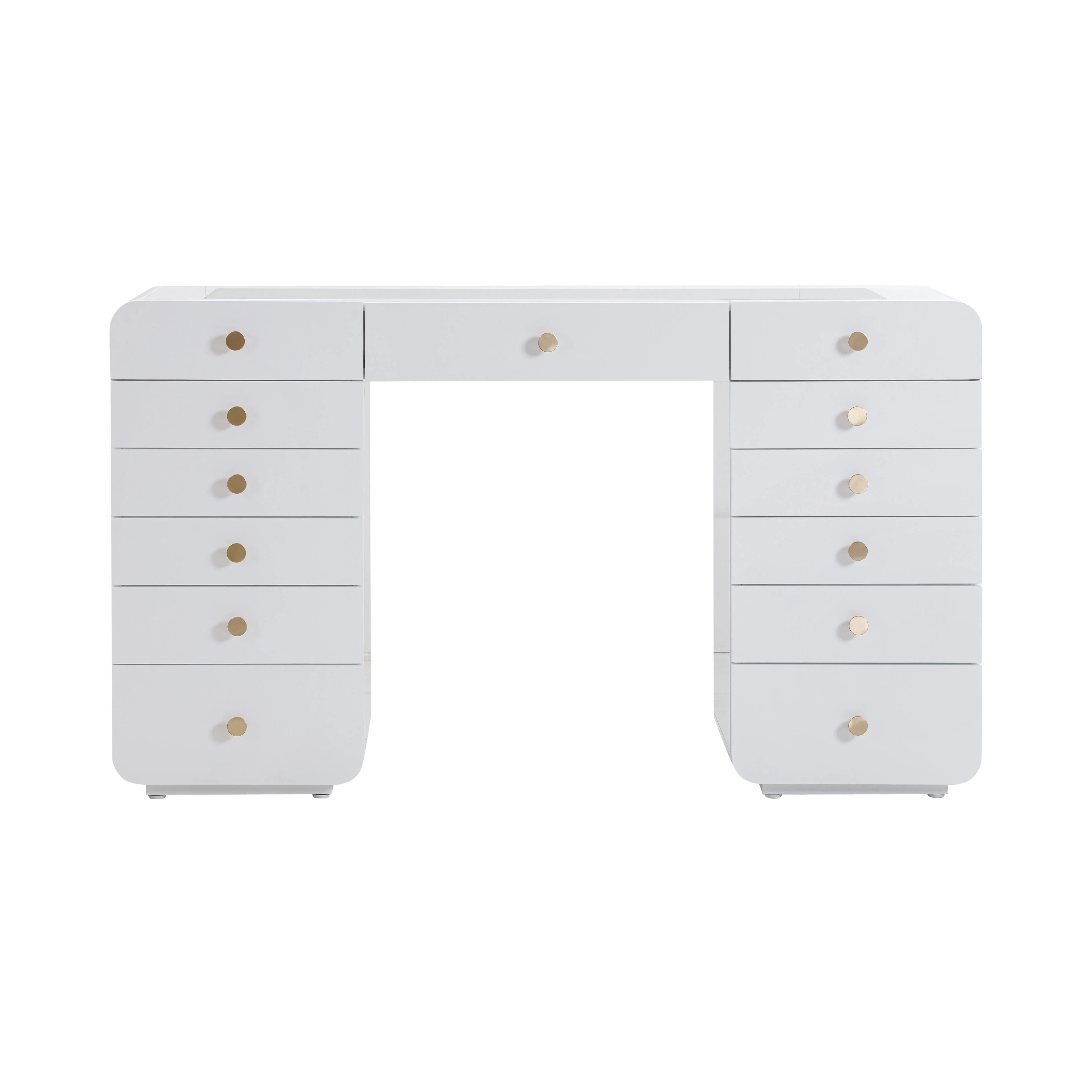 Hollywood White Desk with Vanity Mirror - Image 4