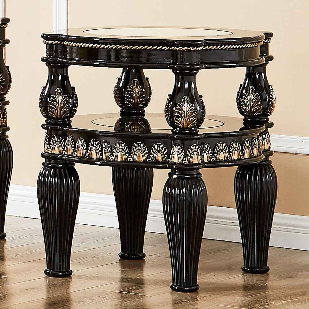 Homey Design HD-1208 Black Enamel Gold End Table