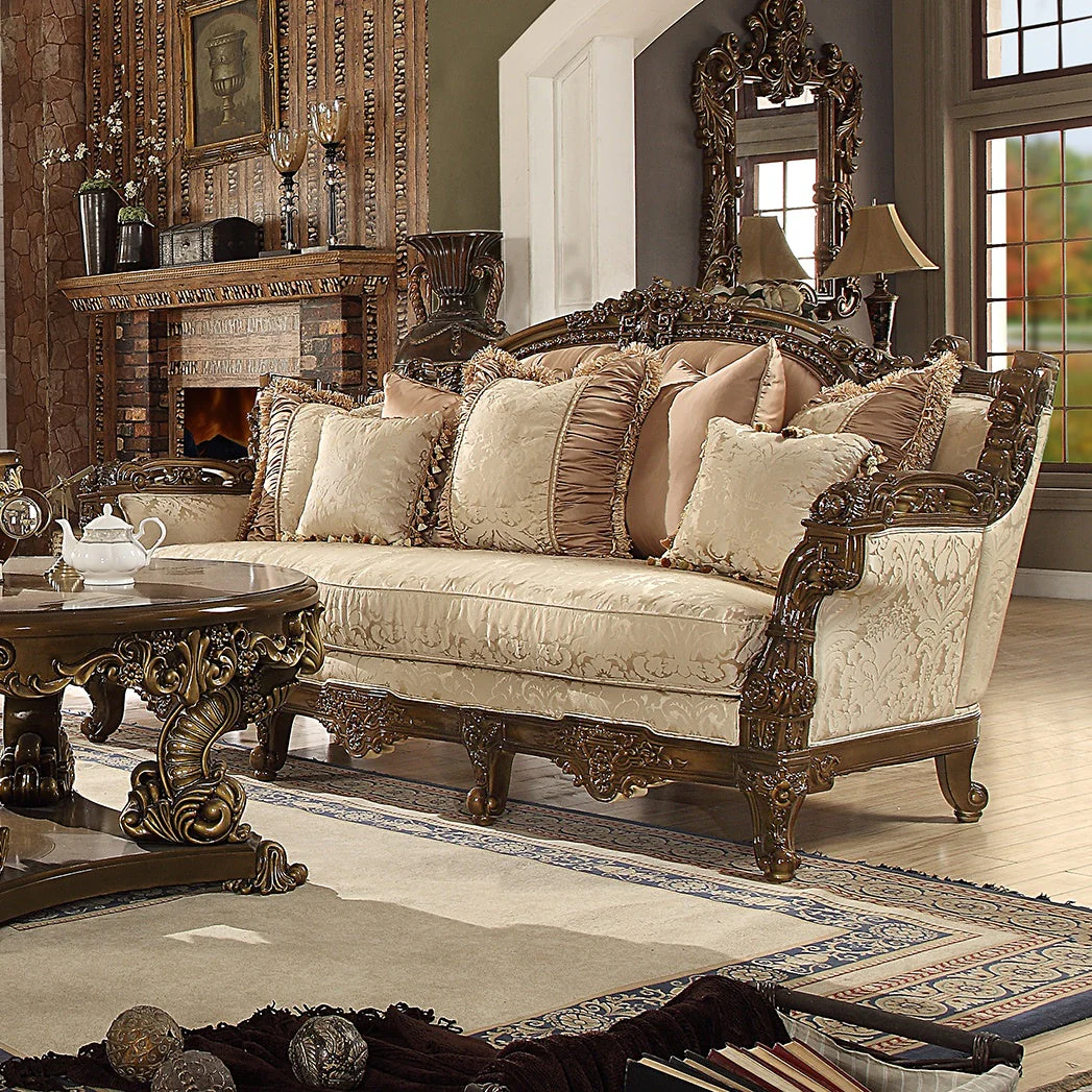 Homey Design HD-1609 Metallic Antique Gold/Perfect Brown Sofa