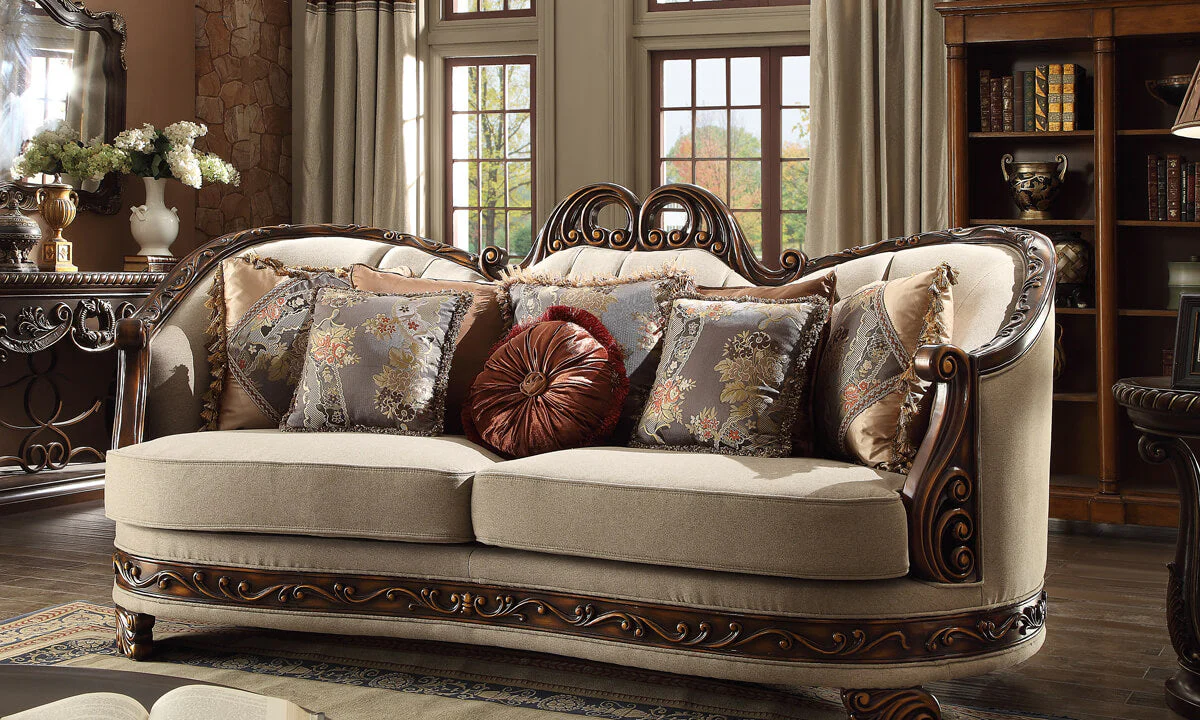 Homey Design HD-1623 Dark Red Mahogany w/ Antique Gold 3-Piece Set - Image 3