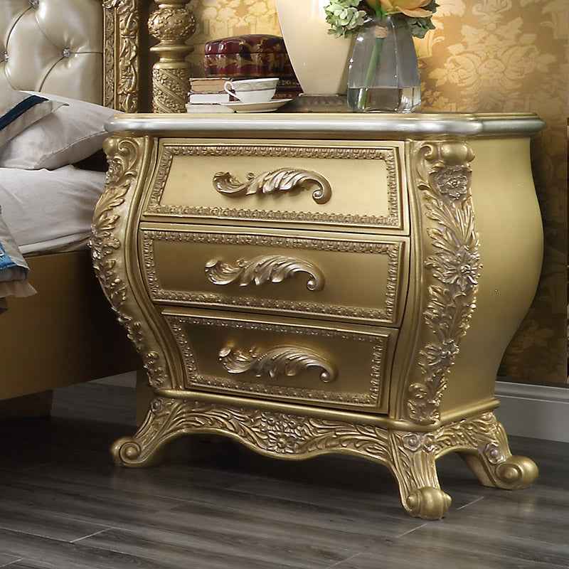 Homey Design HD-1801 Metallic Antique Gold Nightstand