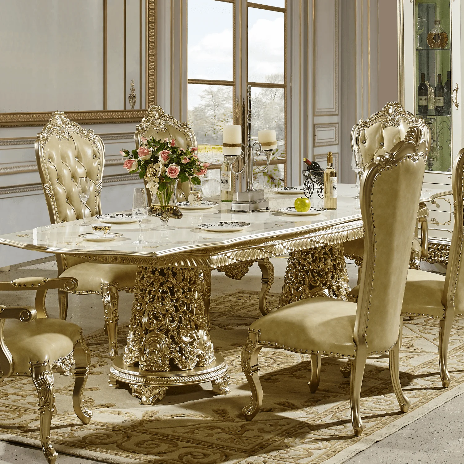 Homey Design HD-1812 Champagne Buffet - Image 3