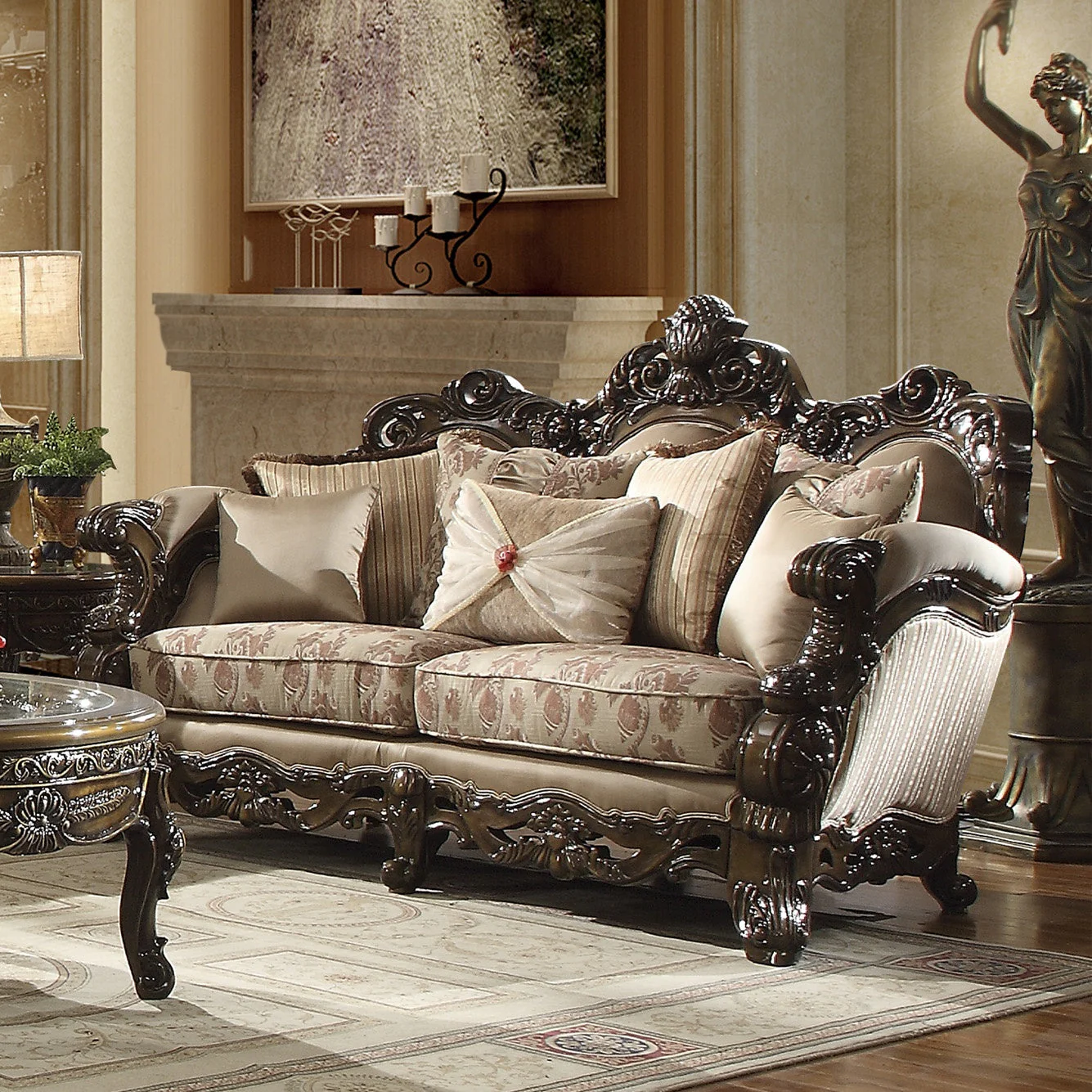 Homey Design HD-2658 Met Ant Gold & Perfect Brown 3-Piece Set - Image 4