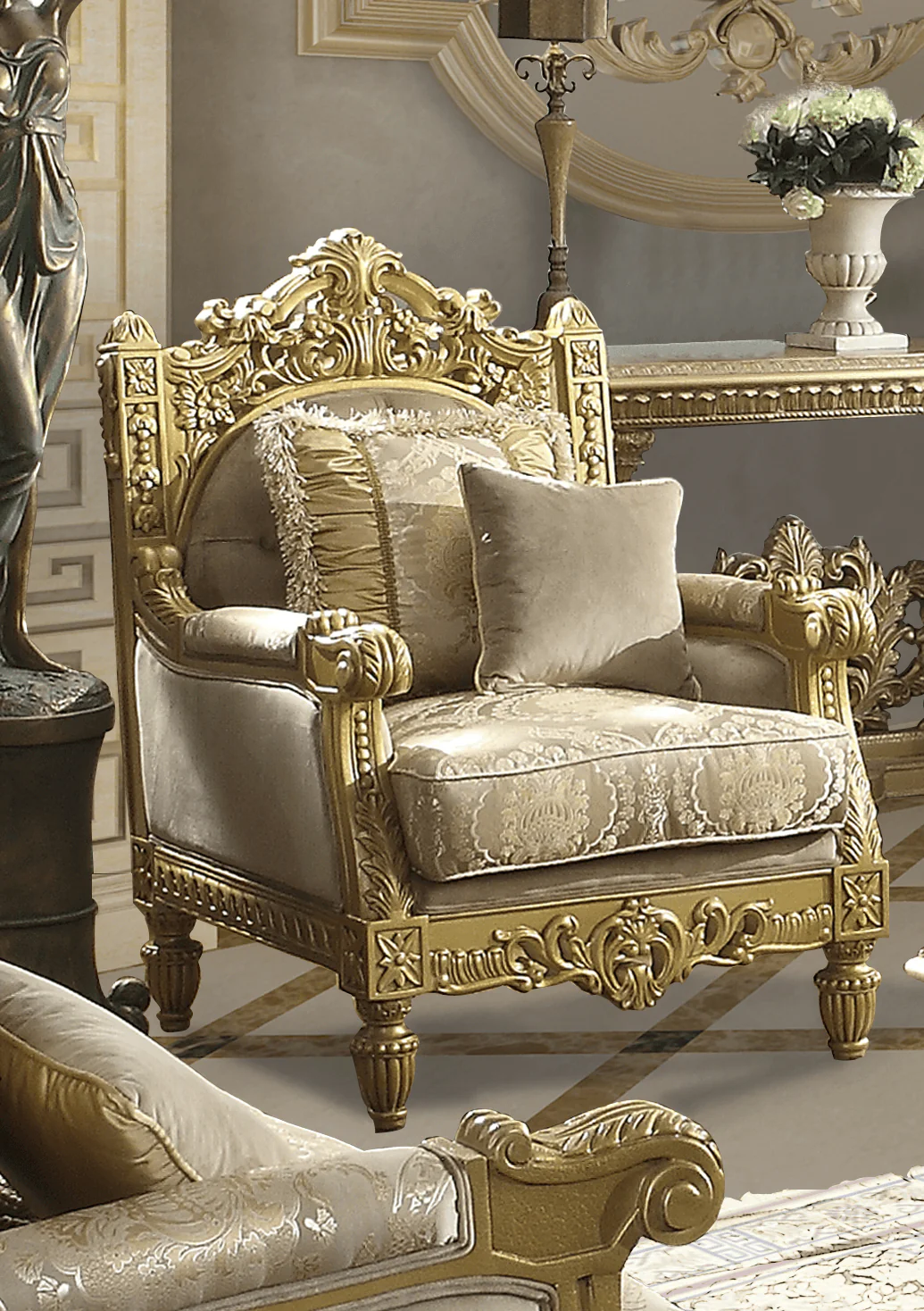 Homey Design HD-2659 Metallic Bright Gold 3-Piece Set - Image 2