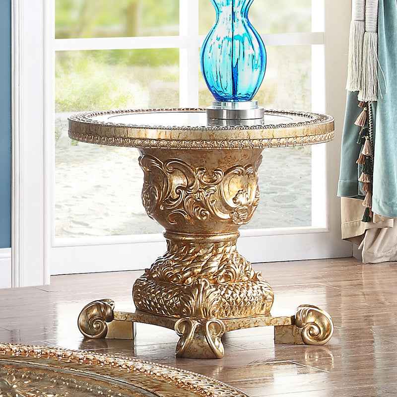 Homey Design HD-328G Marbled Gold End Table