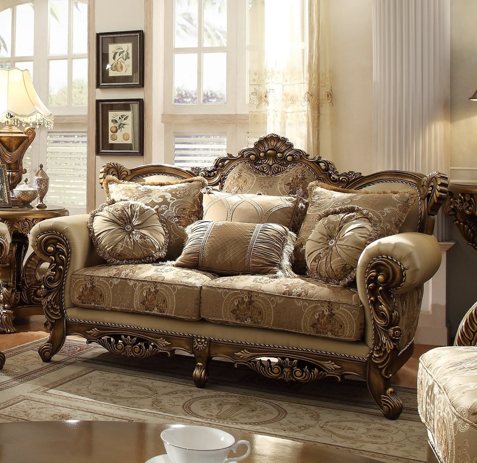 Homey Design HD-506 Metallic Antique Gold/Perfect Brown 3-Piece Set - Image 4
