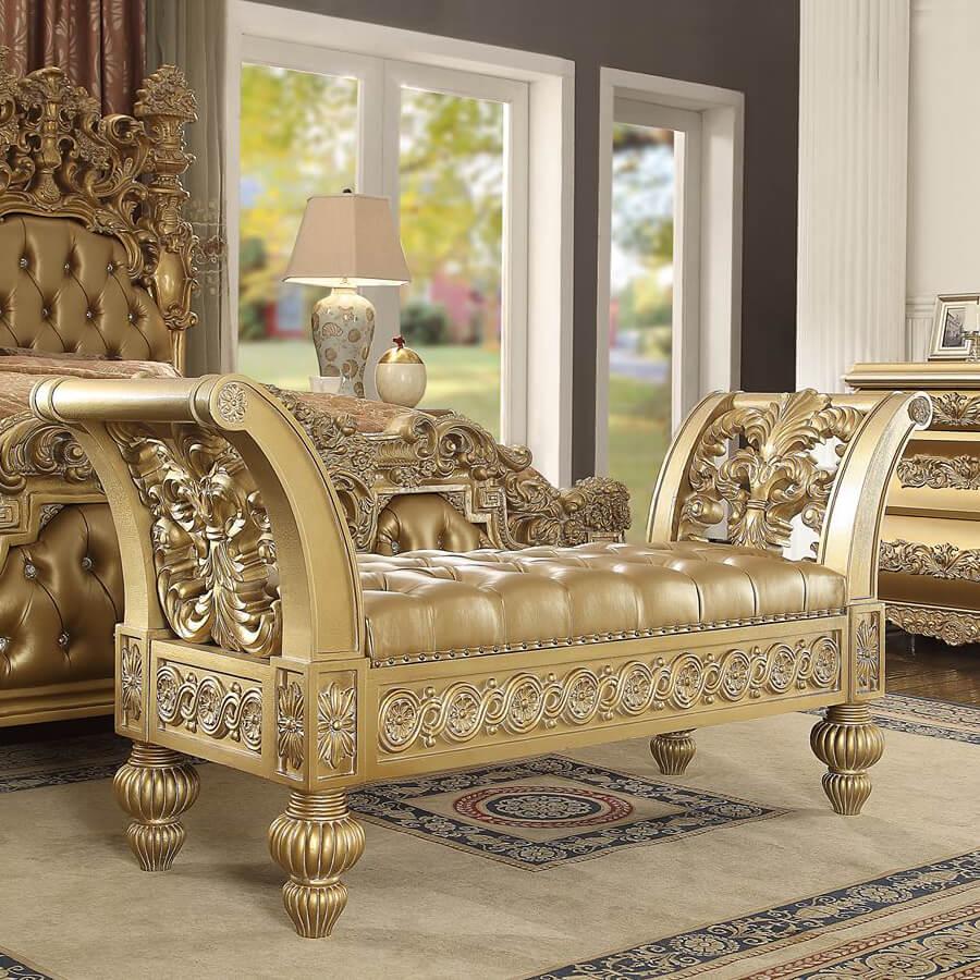 Homey Design HD-8016 Metallic Bright Gold Bench