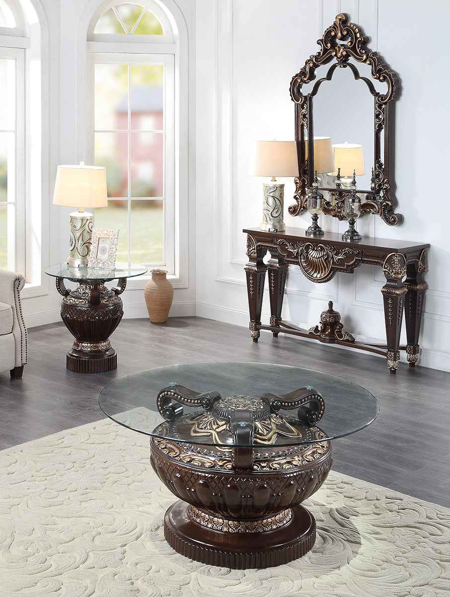 Homey Design HD-8908C Cherry End Table - Image 2