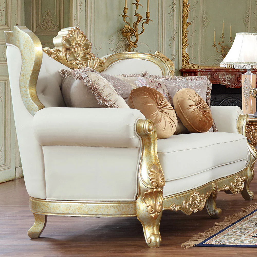 Homey Design HD-93630 Metallic Antique Gold Loveseat