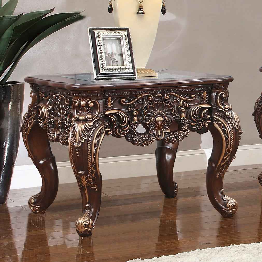 Homey Design HD-998C Cherry Walnut End Table