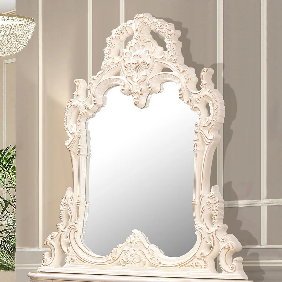 Homey Design HD-998I Ivory Metallic Gold Highlights Mirror