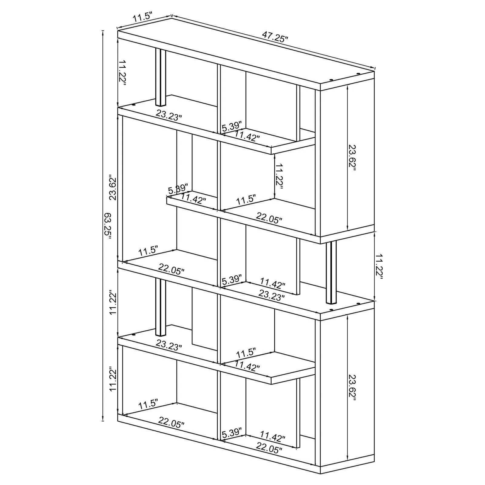 Hoover Black/Chrome 5-Tier Bookcase - Image 11