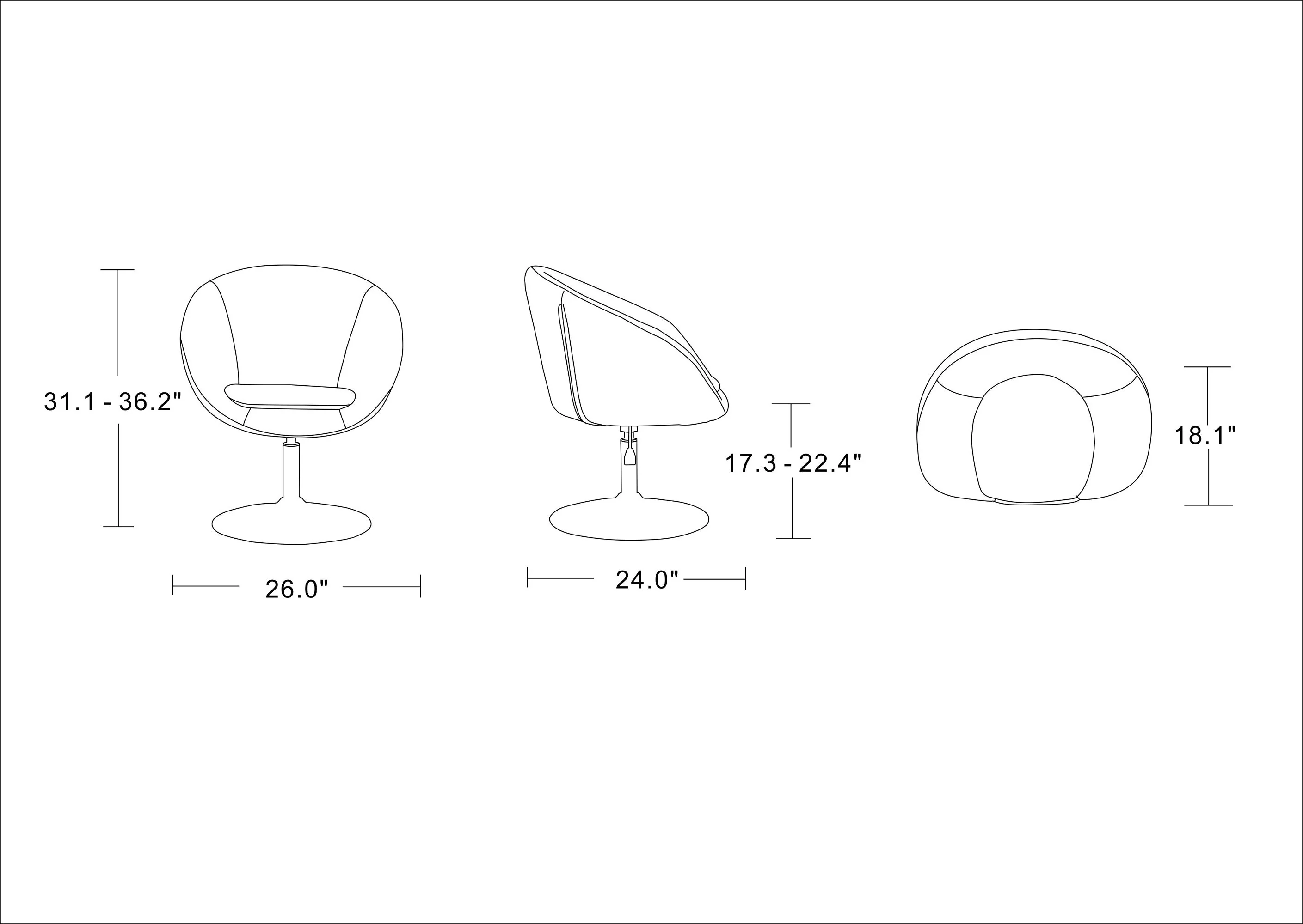 Hopper Swivel Adjustable Height Chair in Sky Blue and Polished Chrome - Image 3
