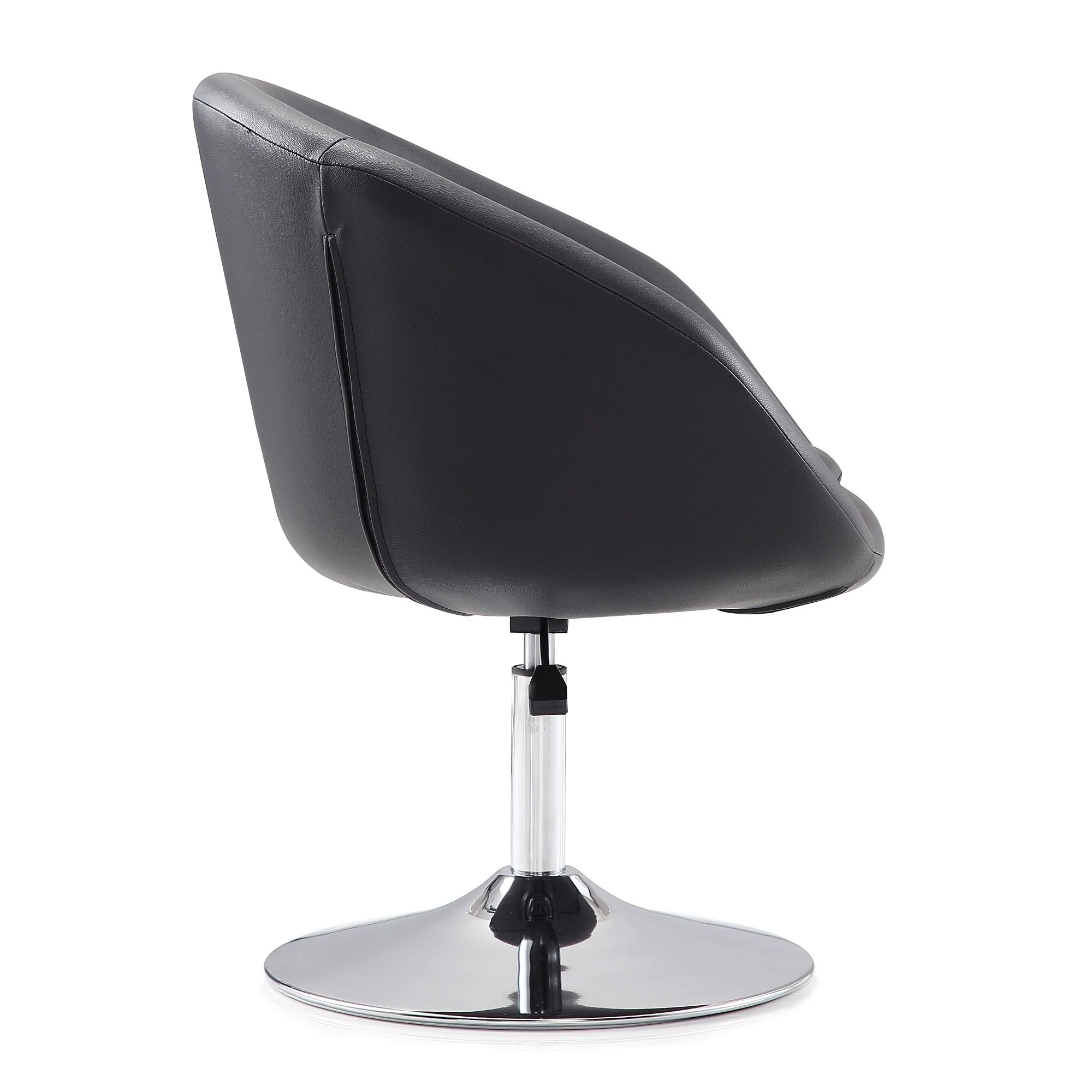 Hopper Swivel Adjustable Height Faux Leather Chair in Black and Polished Chrome - Image 6