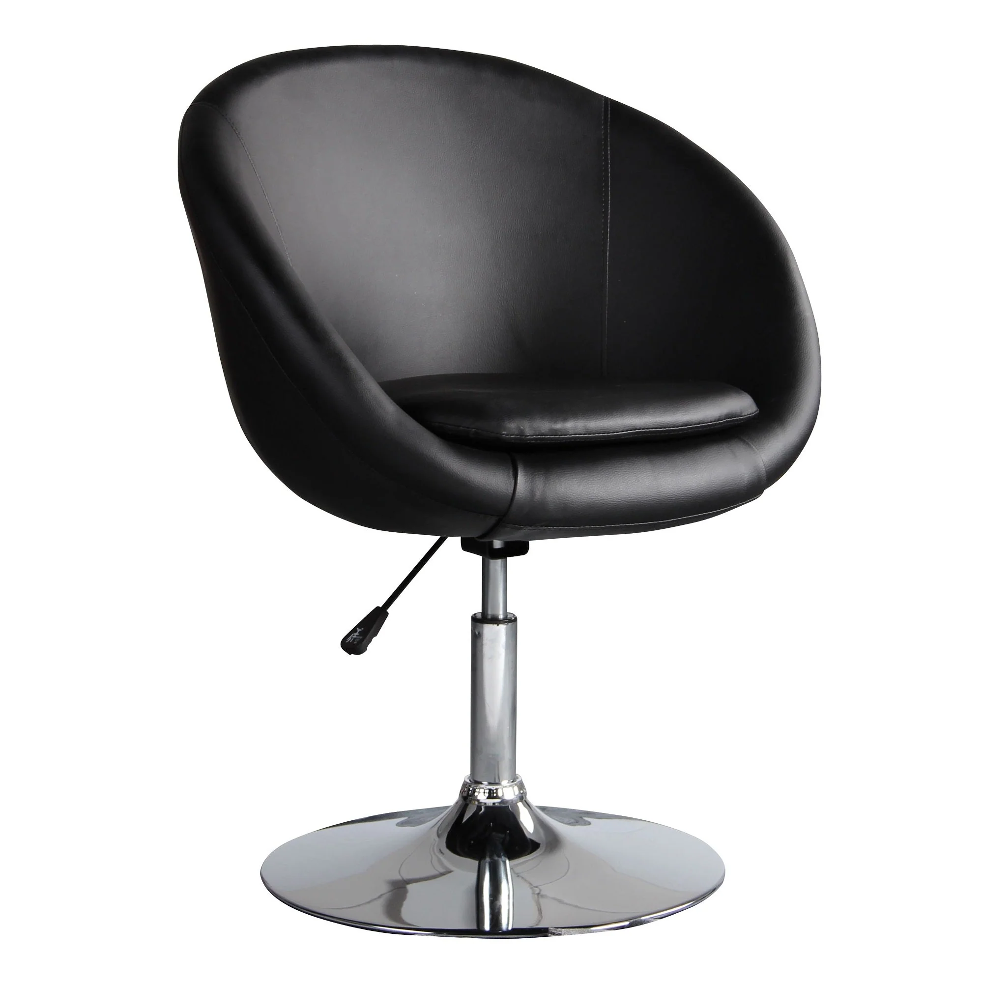 Hopper Swivel Adjustable Height Faux Leather Chair in Black and Polished Chrome (set of 2) - Image 5