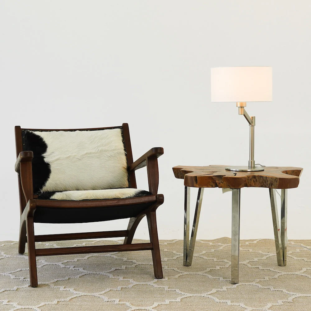 Horizon Brushed Nickel Table Lamp with On/Off Switch Curved Metal Base Linen Shade - Image 2