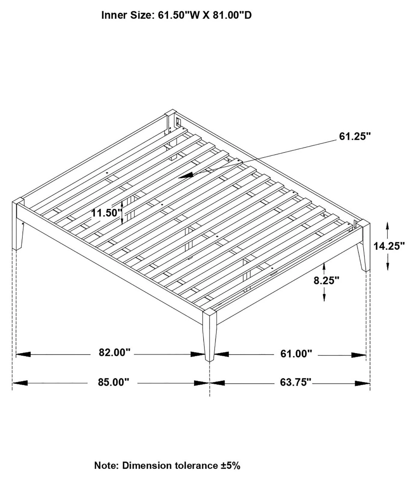 Hounslow Black Platform Queen Bed - Image 8