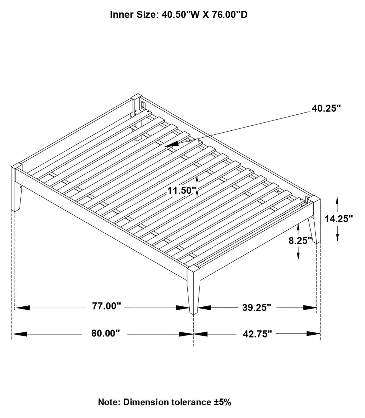 Hounslow Black Platform Twin Bed - Image 7