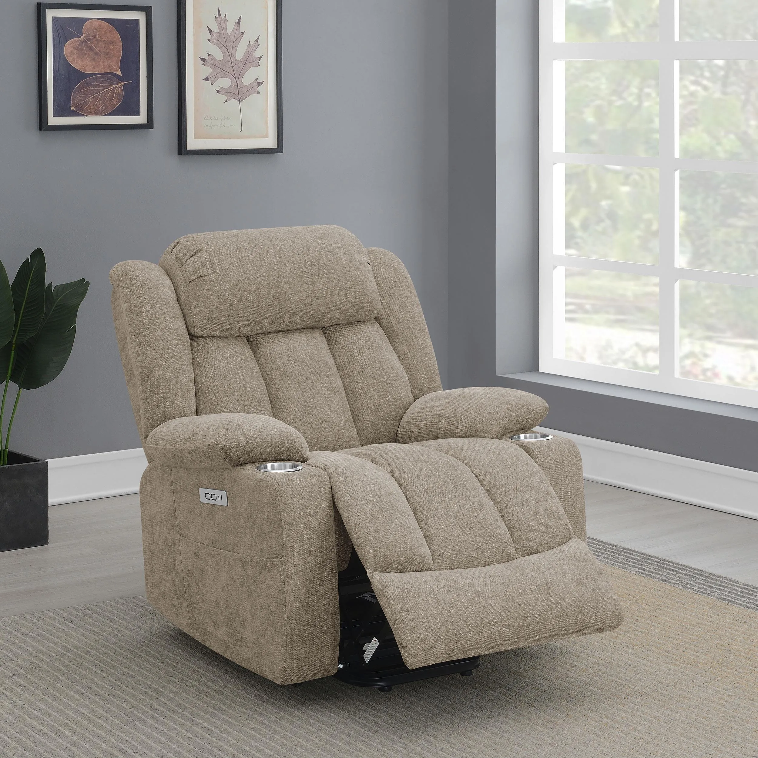 Houston Camel Upholstered Power Lift Recliner Chair - Image 2