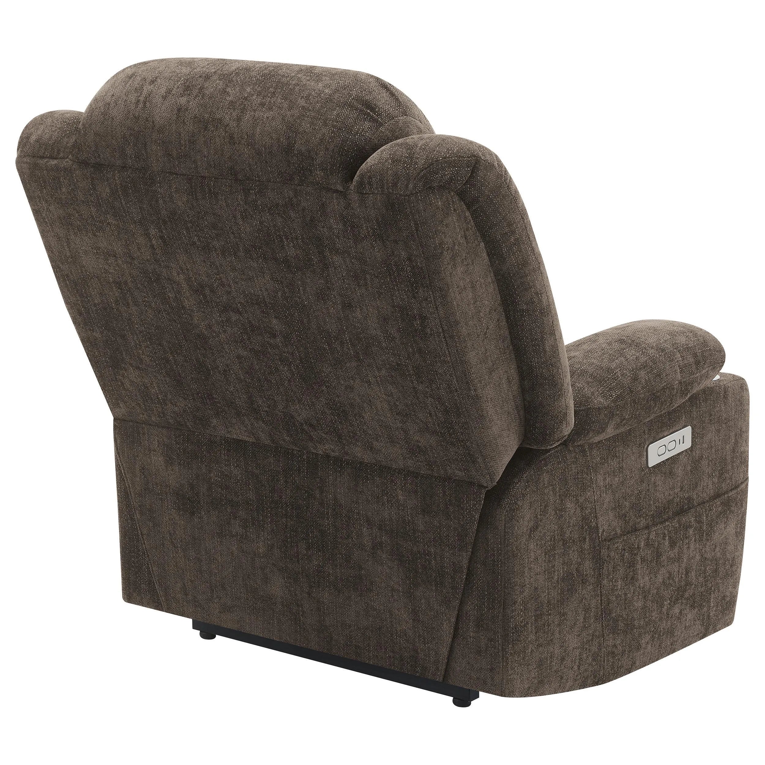 Houston Dark Brown Upholstered Power Lift Recliner Chair - Image 10