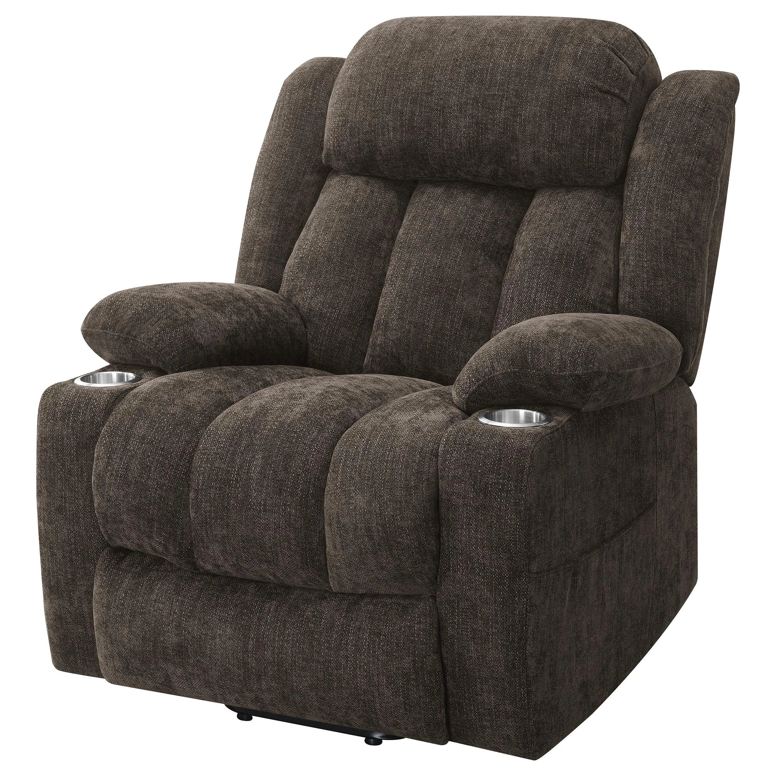 Houston Dark Brown Upholstered Power Lift Recliner Chair - Image 7