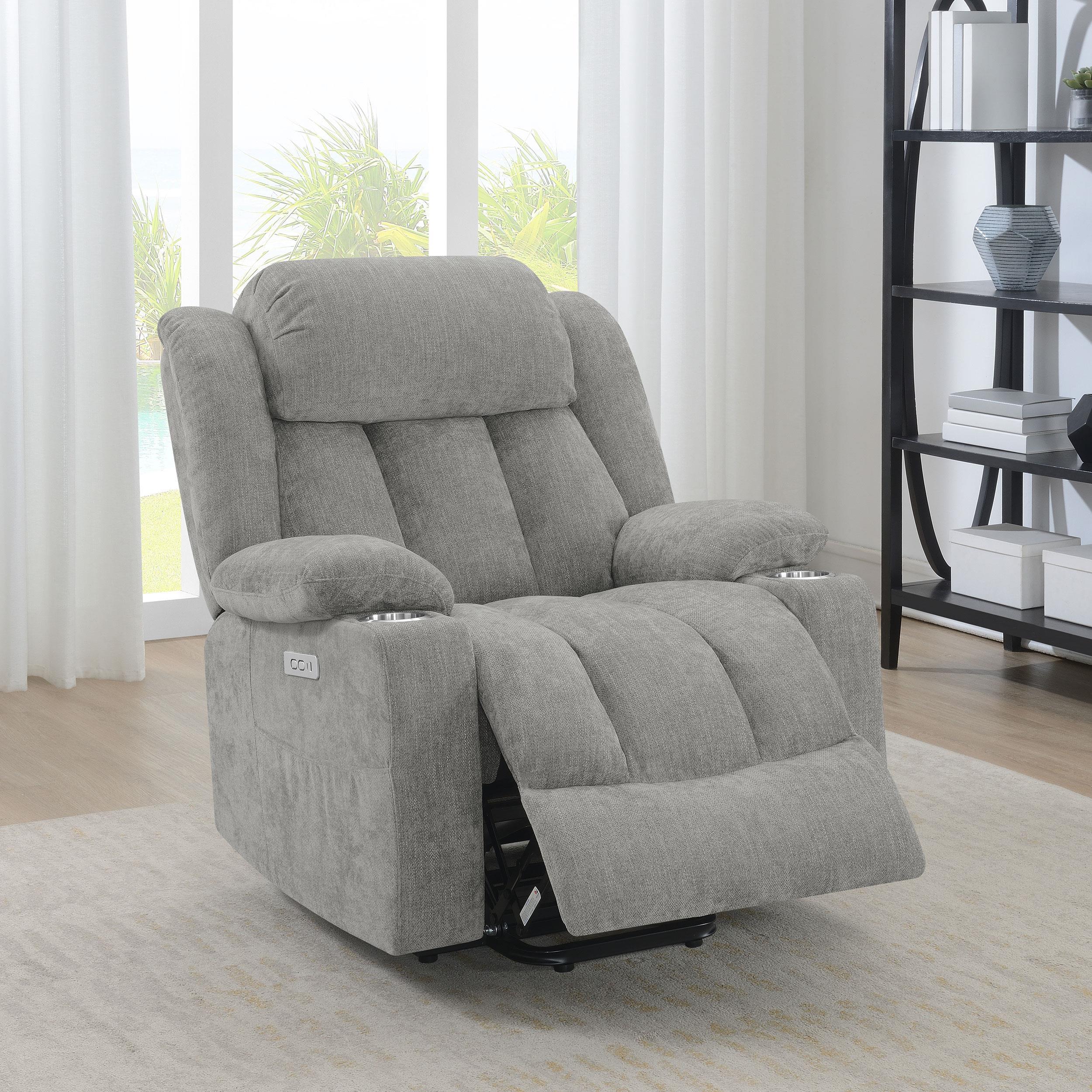 Houston Grey Upholstered Power Lift Recliner Chai - Image 2