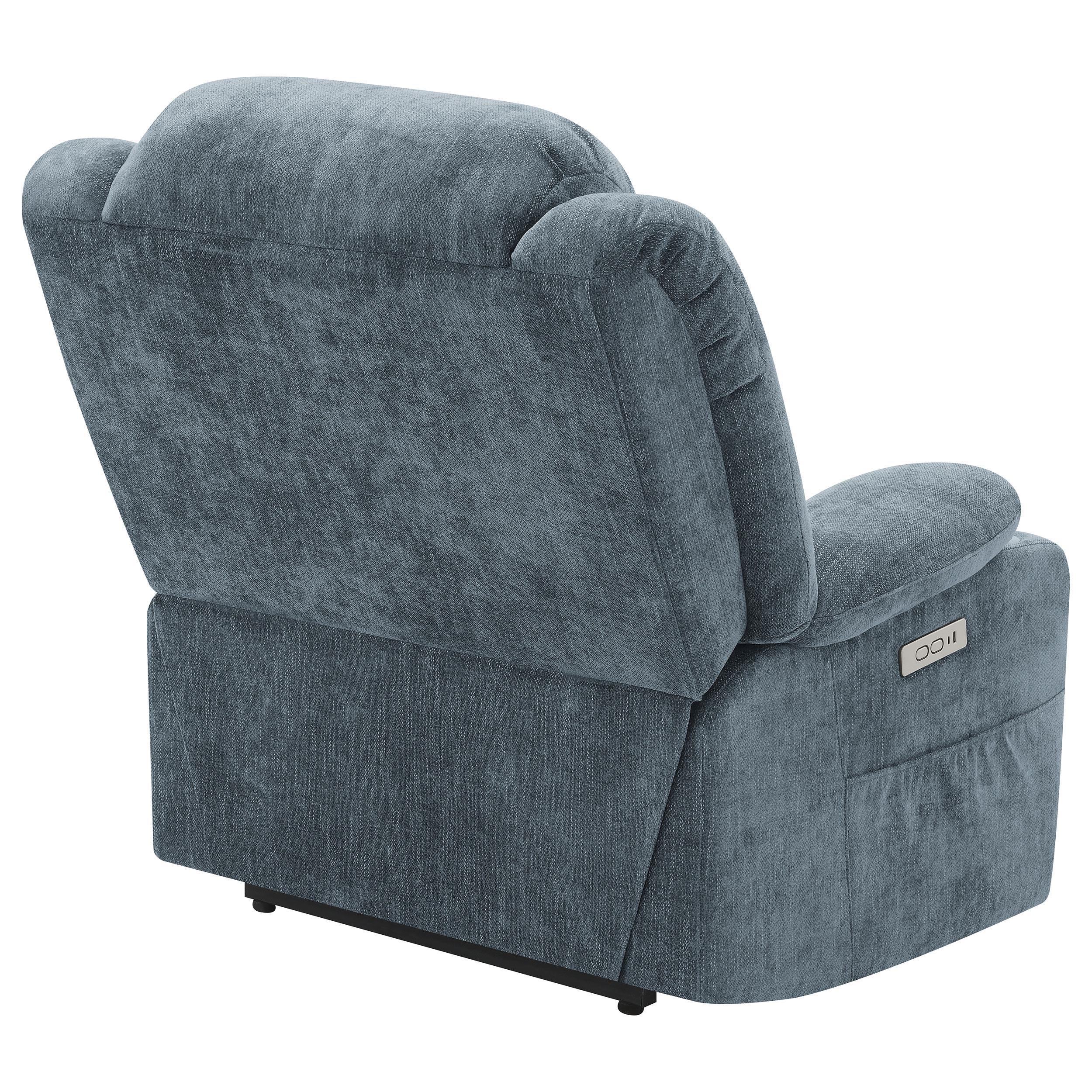 Houston Slate Blue Upholstered Power Lift Recliner Chair - Image 10