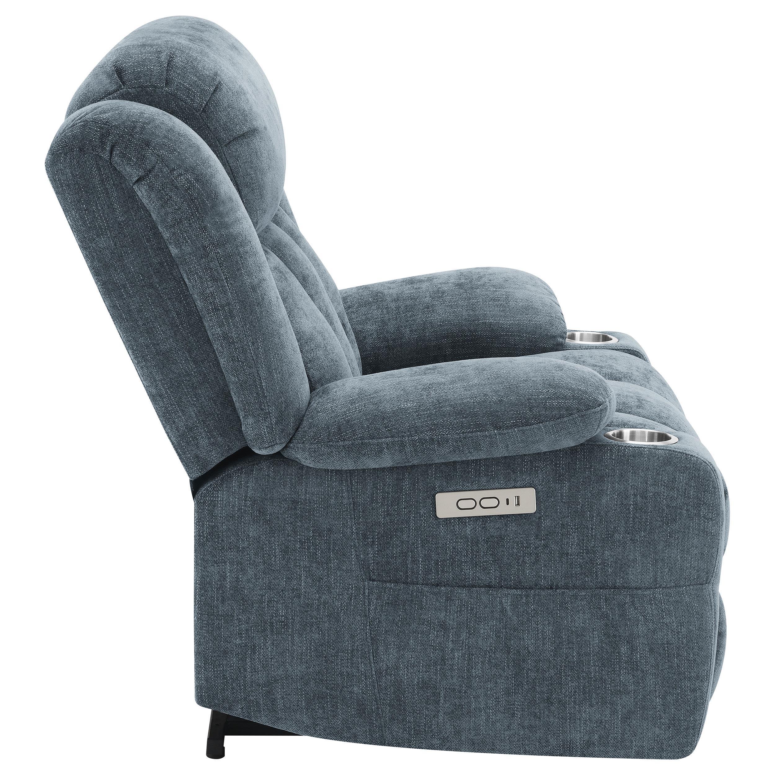 Houston Slate Blue Upholstered Power Lift Recliner Chair - Image 11