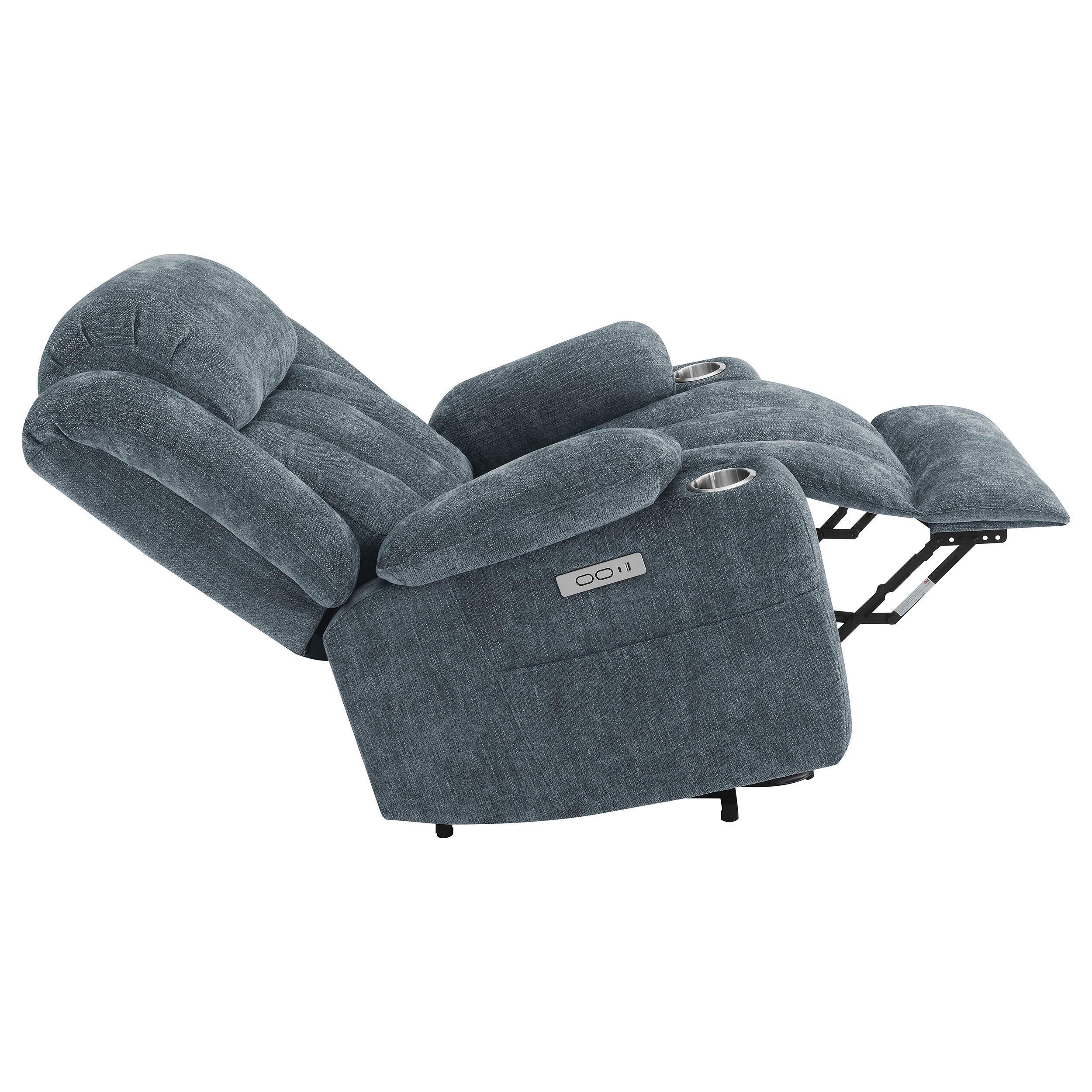 Houston Slate Blue Upholstered Power Lift Recliner Chair - Image 12