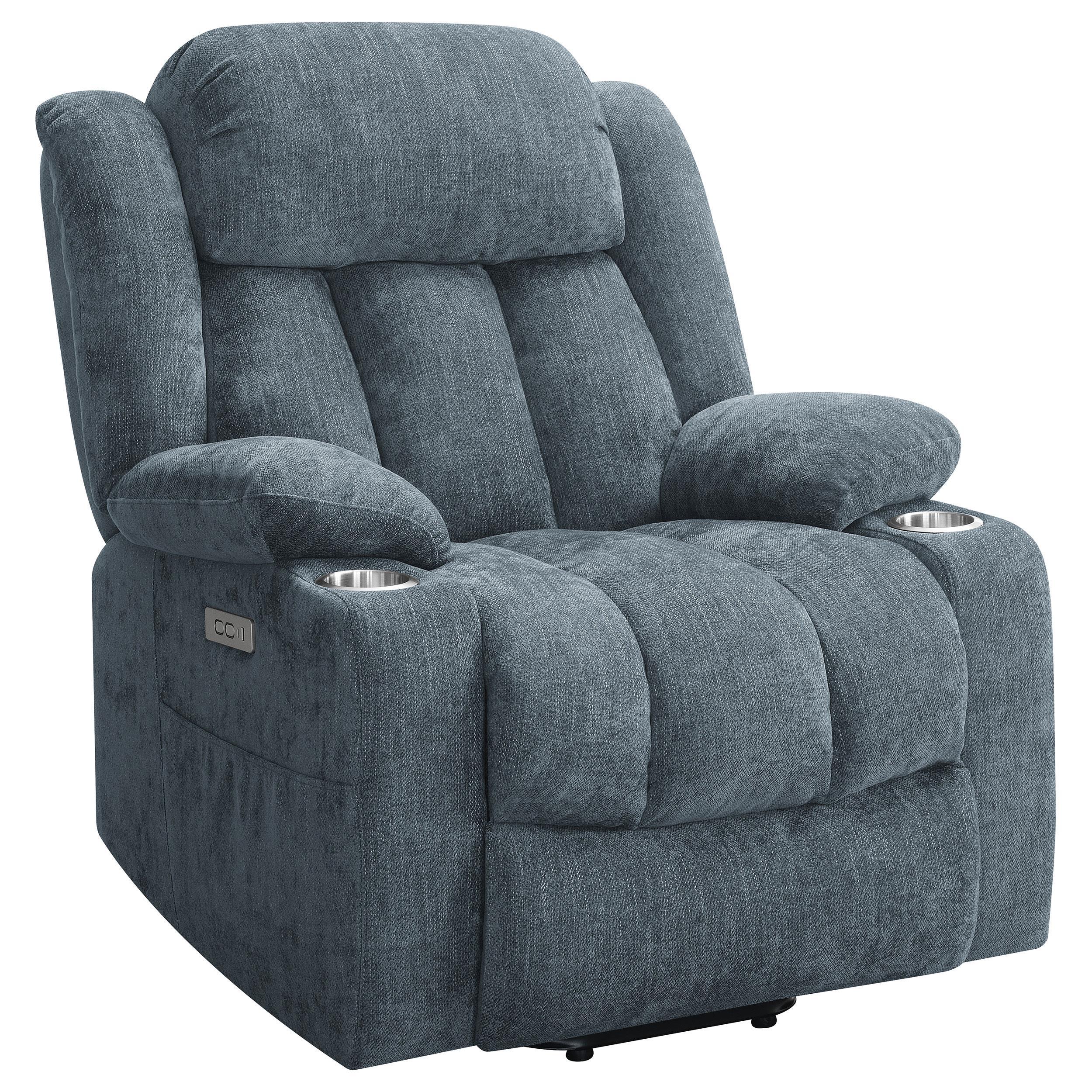 Houston Slate Blue Upholstered Power Lift Recliner Chair - Image 17