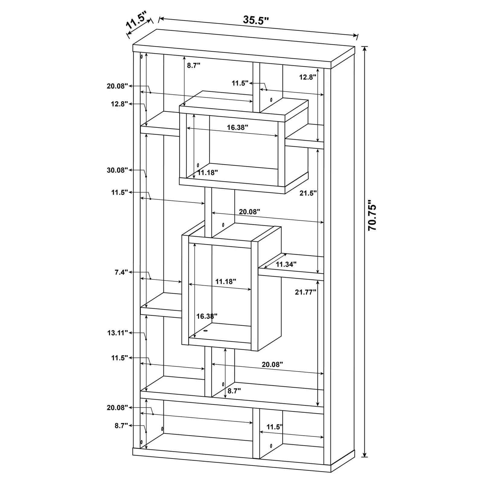 Howie Cappuccino 10-Shelf Bookcase - Image 5