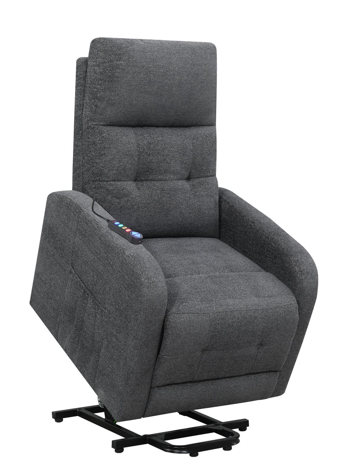 Howie Charcoal Tufted Upholstered Power Lift Recliner - Image 15