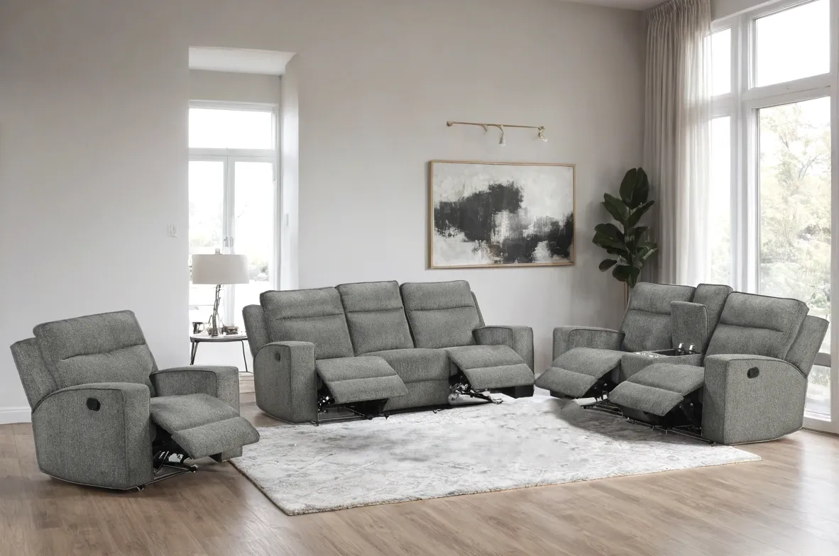 Hudson Charcoal 3-Piece Reclining Set