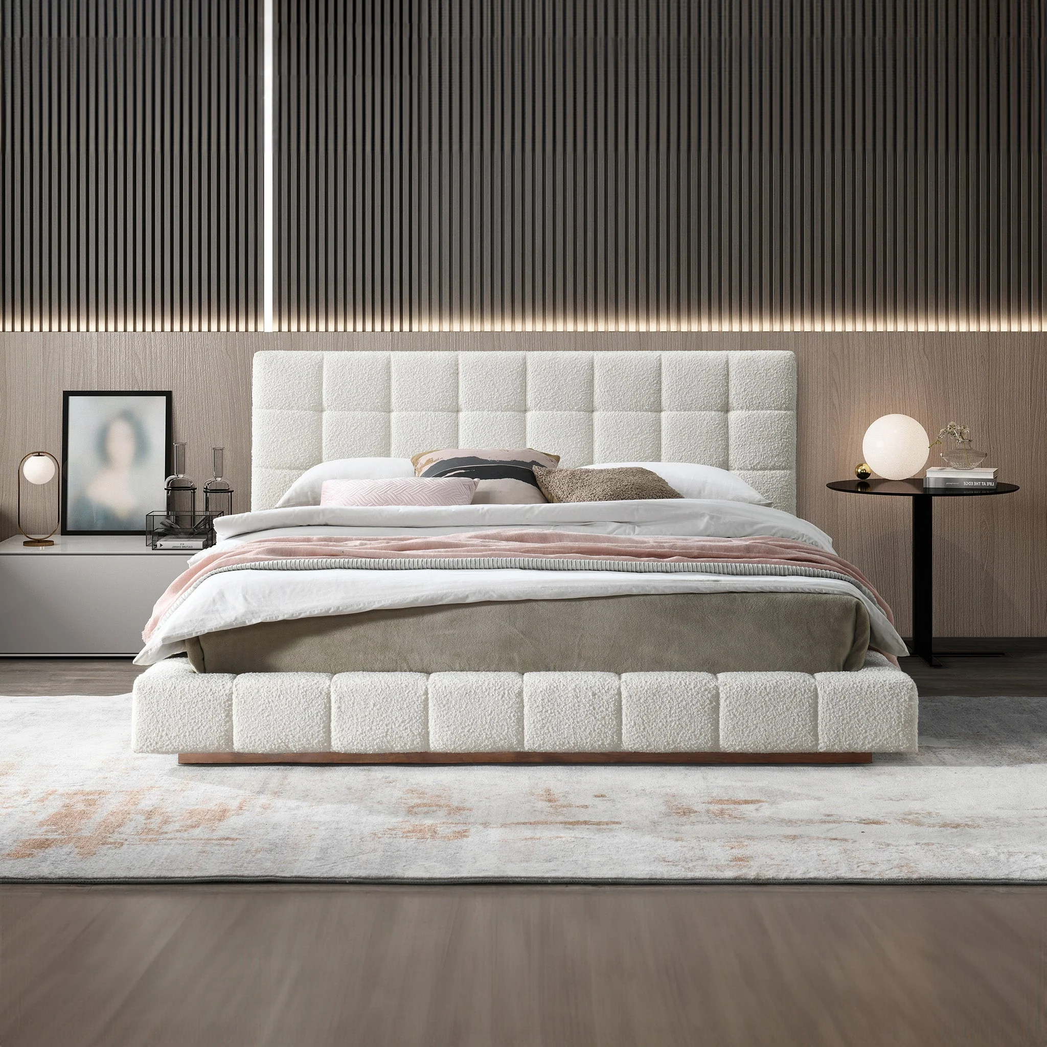 Hudson Ivory Boucle King Bed - Image 3