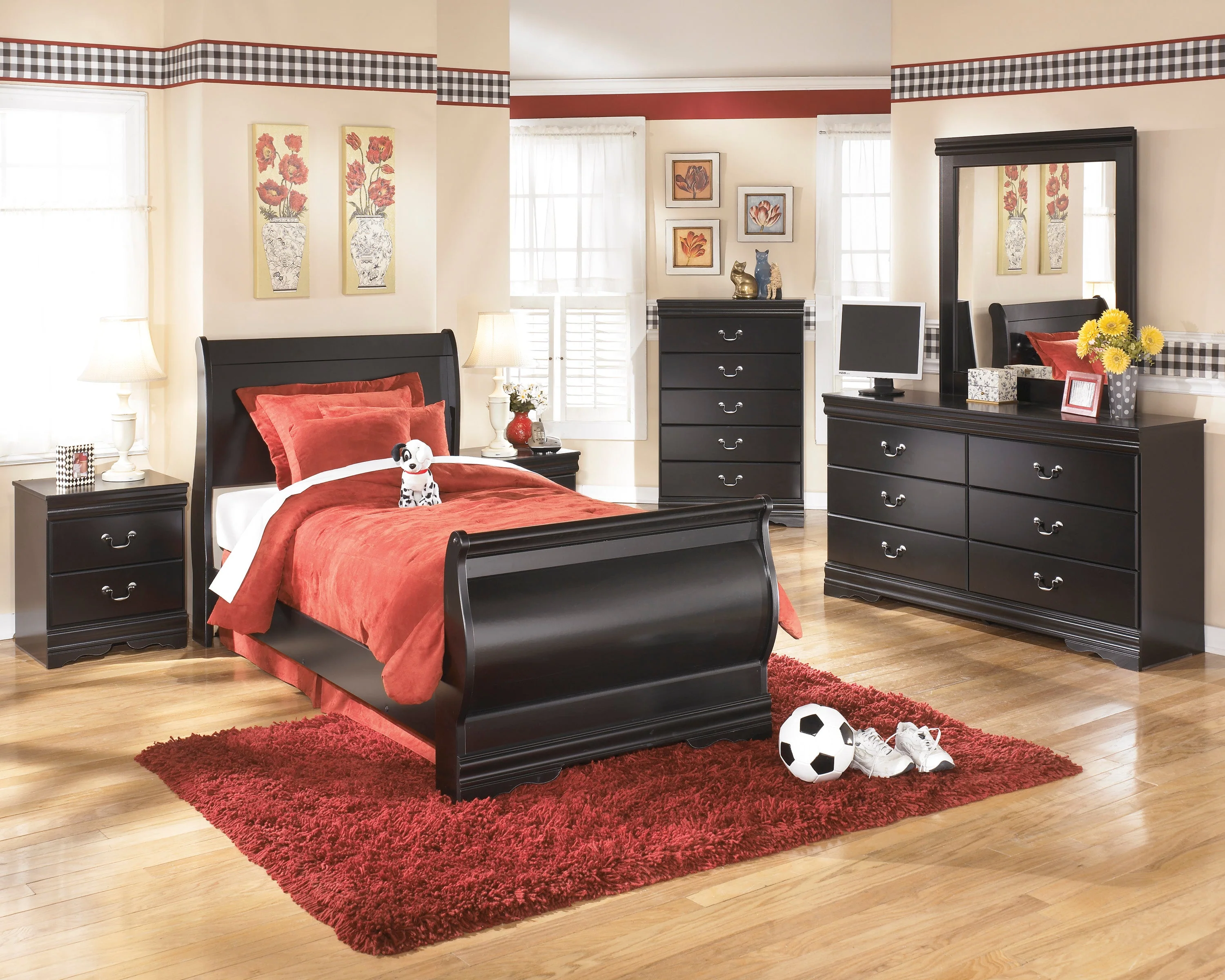 Huey Vineyard Black Youth Sleigh Bedroom Set