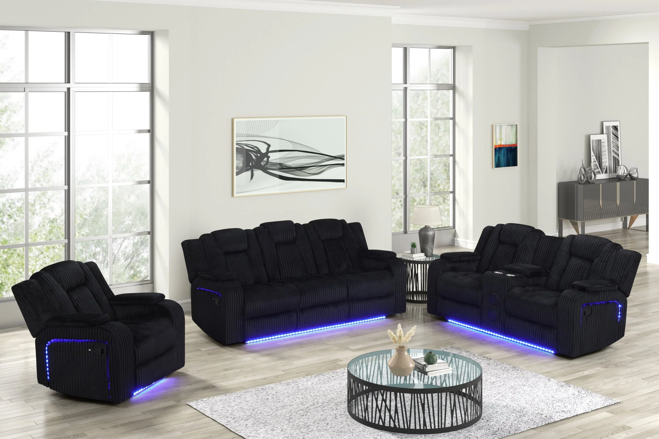 Hulk Black 3-Piece Reclining Set