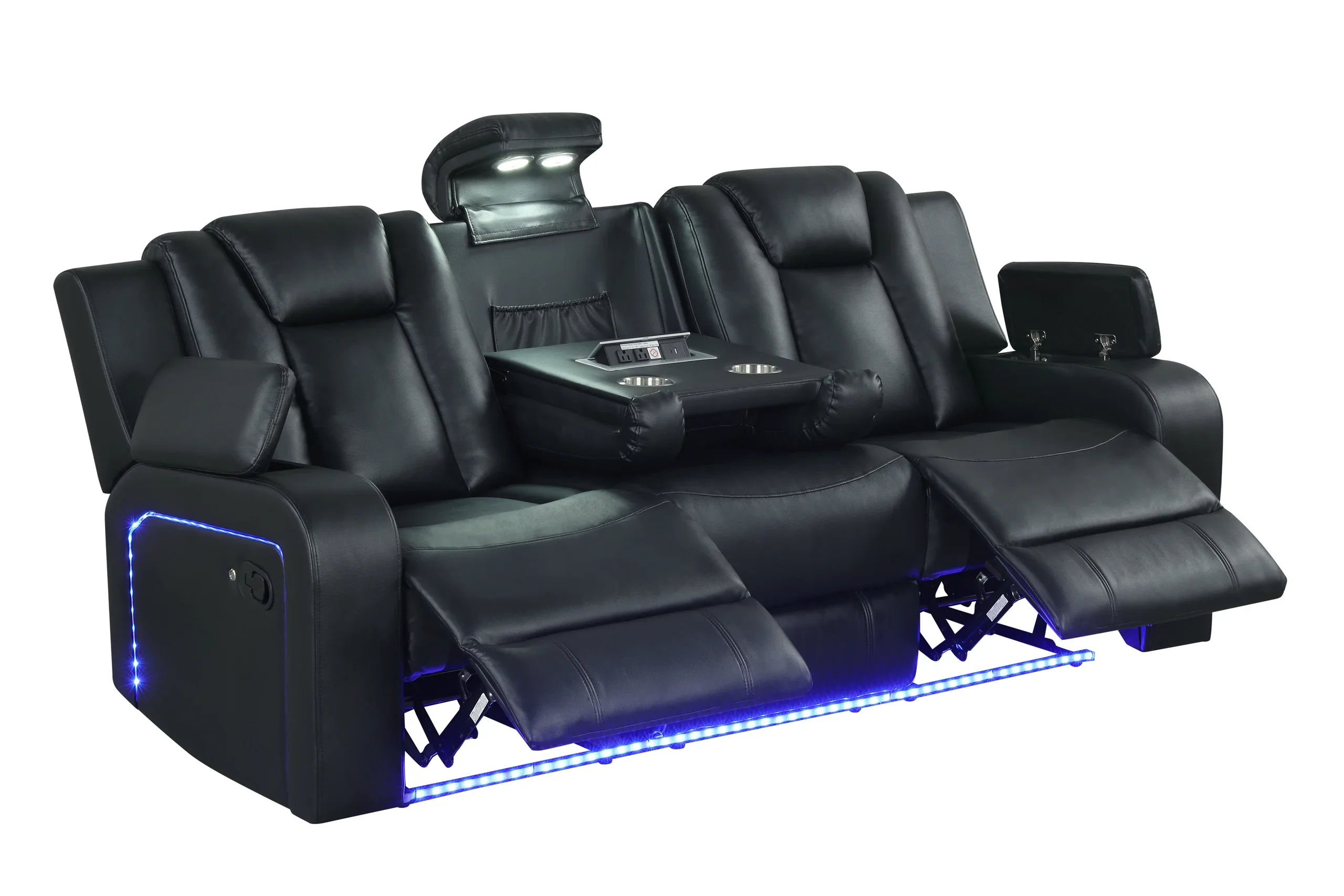Hulk Black Leather Gel 3-Piece Reclining Set - Image 4