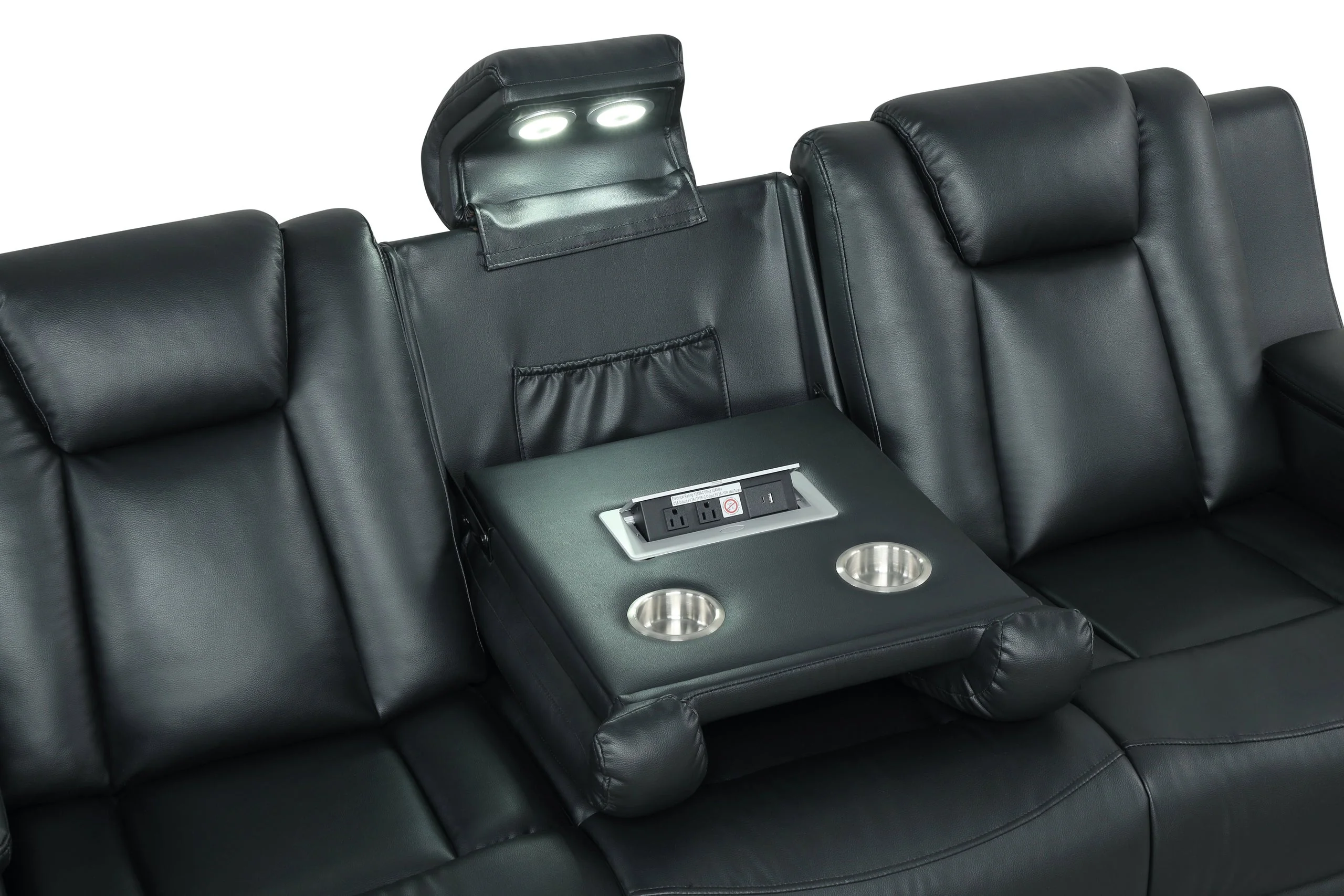 Hulk Black Leather Gel 3-Piece Reclining Set - Image 5