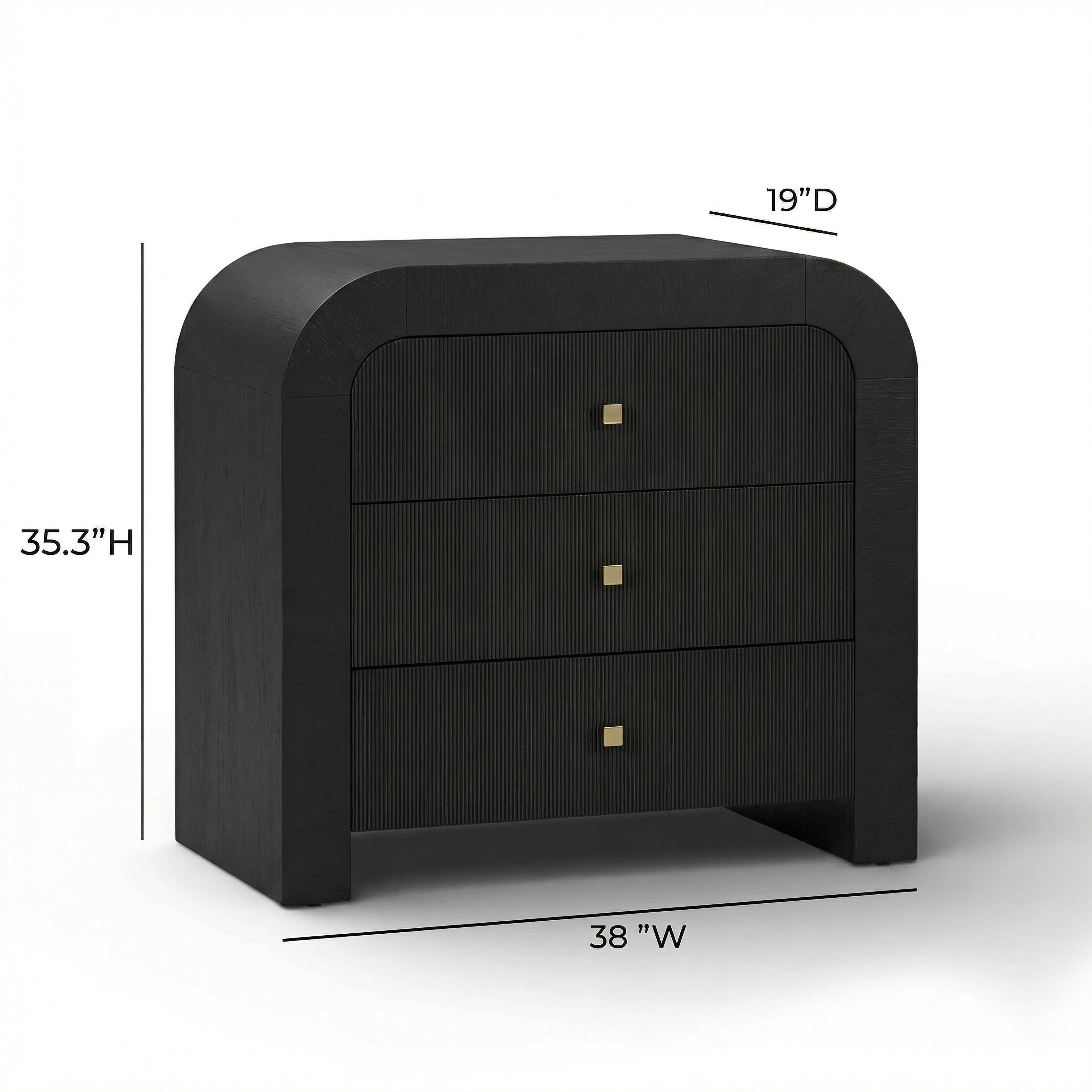 Hump 38" Arched 3-Drawer Bedside Chest - Image 14