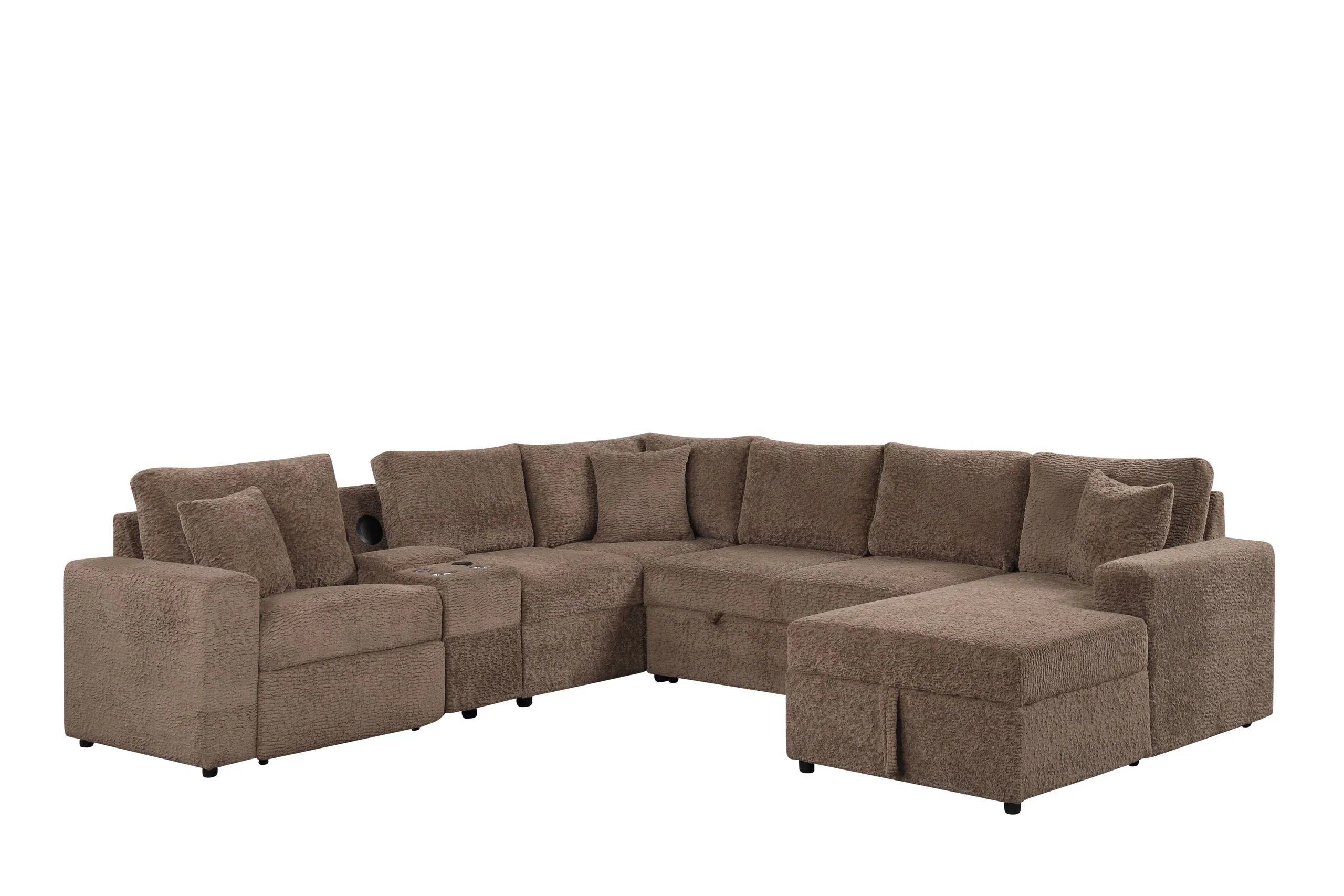 Hunter Mocha Sectional with Bluetooth Speaker & Pull-Out Bed - Image 3