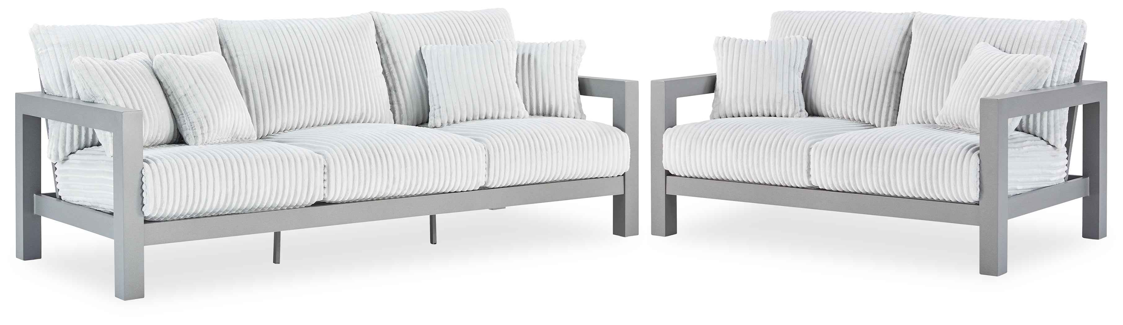 Hurley Park Gray Outdoor Sofa and Loveseat
